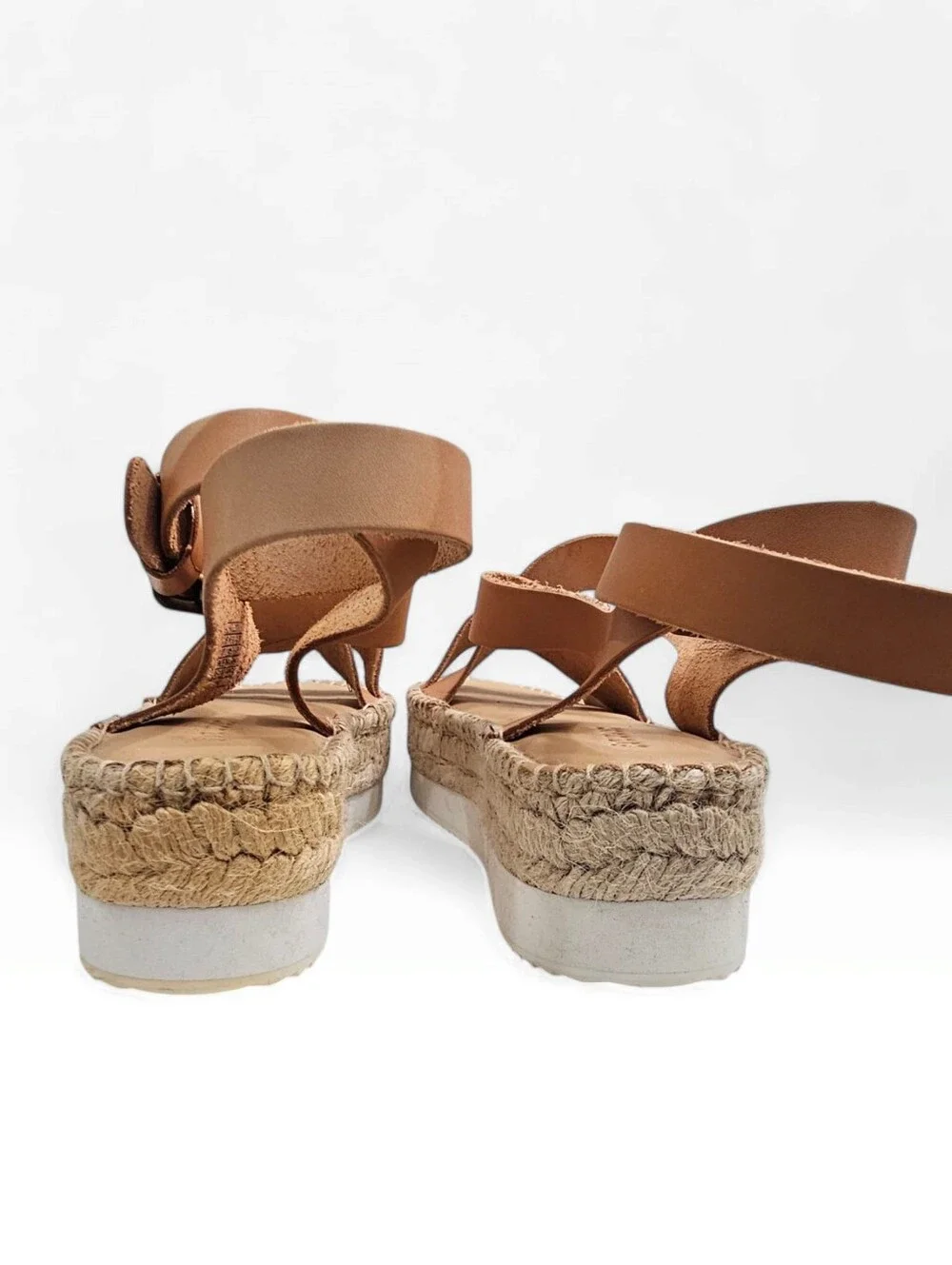 SOLUDOS Olympia Espadrille Jute Platform Tan Leather Strappy Sandals 10M